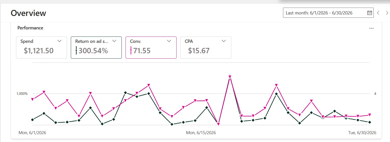 Home Décor Brand Microsoft Ads Tracking Accuracy Dashboard